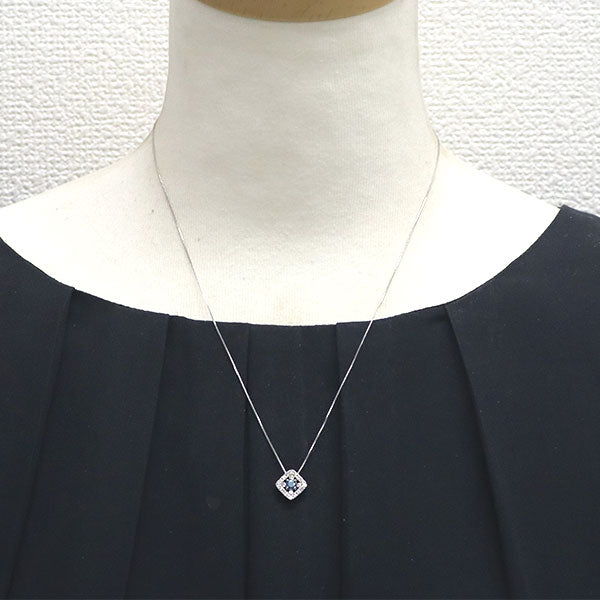 K18WG トリートブルー ダイヤモンド ペンダントネックレス 0.209