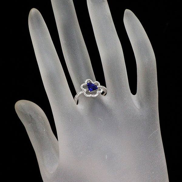 K18WG サファイア ダイヤモンド リング 0.82ct 0.27ct