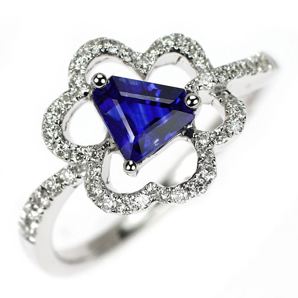 K18WG サファイア ダイヤモンド リング 0.82ct 0.27ct
