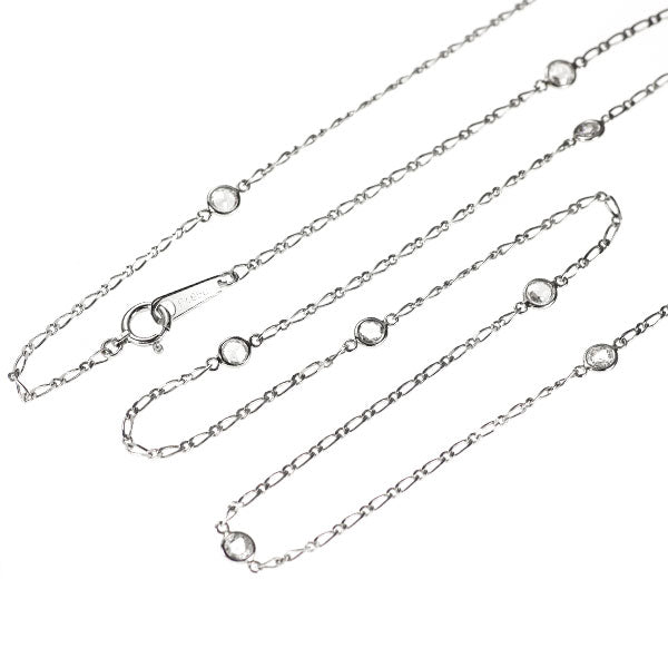 Pt850 ローズカット ダイヤモンド ロング ステーション ネックレス 1.30ct 82cm