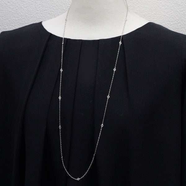 Pt850 ローズカット ダイヤモンド ロング ステーション ネックレス 1.30ct 82cm