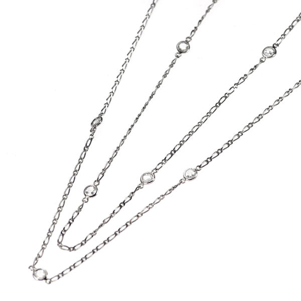 Pt850 ローズカット ダイヤモンド ロング ステーション ネックレス 1.30ct 82cm