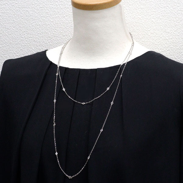 Pt850 ローズカットダイヤモンド ロング ネックレス 1.93ct ステーション 121cm