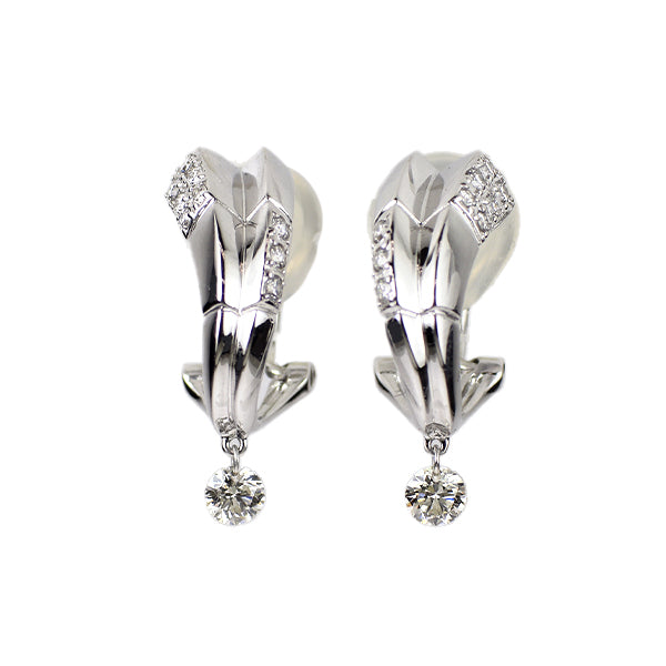 K18WG ダイヤモンド ピアス 兼イヤリング 0.30ct D0.20ct フープ