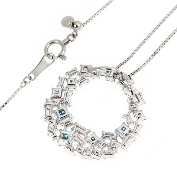 Pt900/Pt850 トリートブルー/カラーレス ダイヤモンド ペンダントネックレス 1.36ct