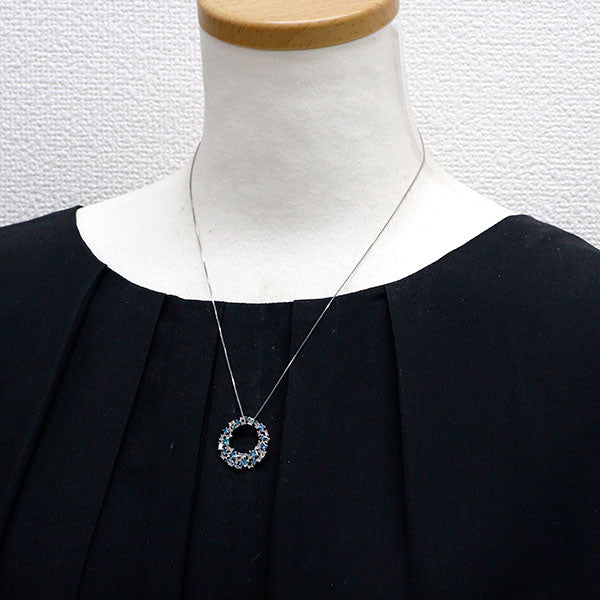 Pt900/Pt850 トリートブルー/カラーレス ダイヤモンド ペンダントネックレス 1.36ct