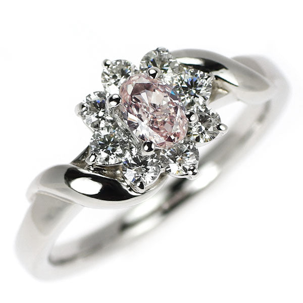Pt900 天然ピンク ダイヤモンド リング 0.268ct LOP VS2 D0.38ct フラワー