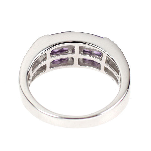 K18WG パープル サファイア ダイヤモンド リング 0.90ct D0.06ct ミステリーセッティング