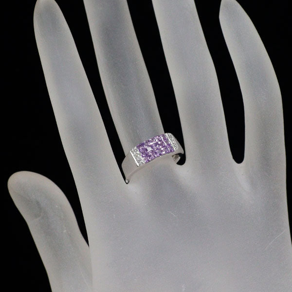 K18WG パープル サファイア ダイヤモンド リング 0.90ct D0.06ct ミステリーセッティング