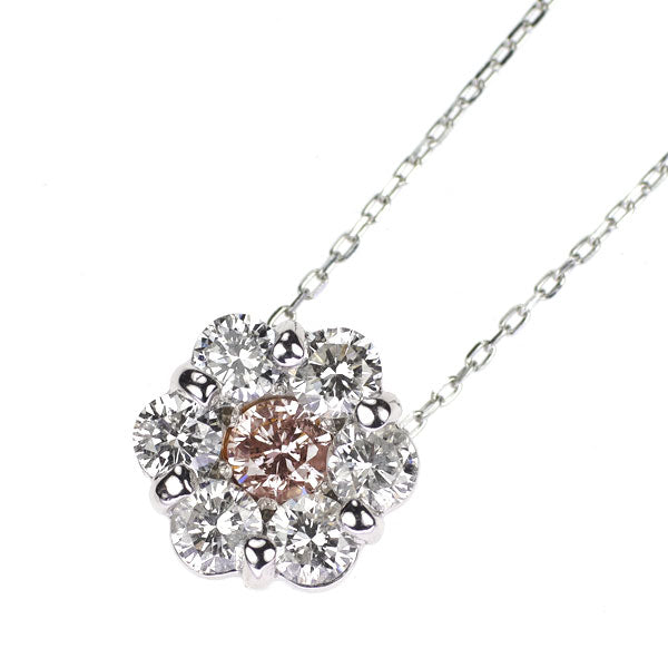 希少 Pt900/ K18WG 天然ピンク ダイヤモンド ペンダントネックレス 0.132ct D0.46ct