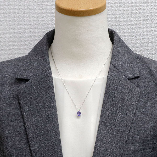 K18WG タンザナイト グリーンガーネット スピネル ペンダントネックレス 1.00ct S0.02ct