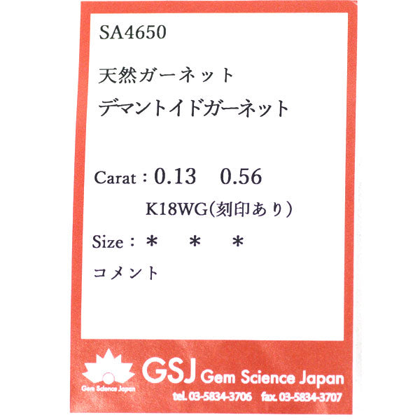 K18WG デマントイド ガーネット ダイヤ リング 0.13ct 0.56ct
