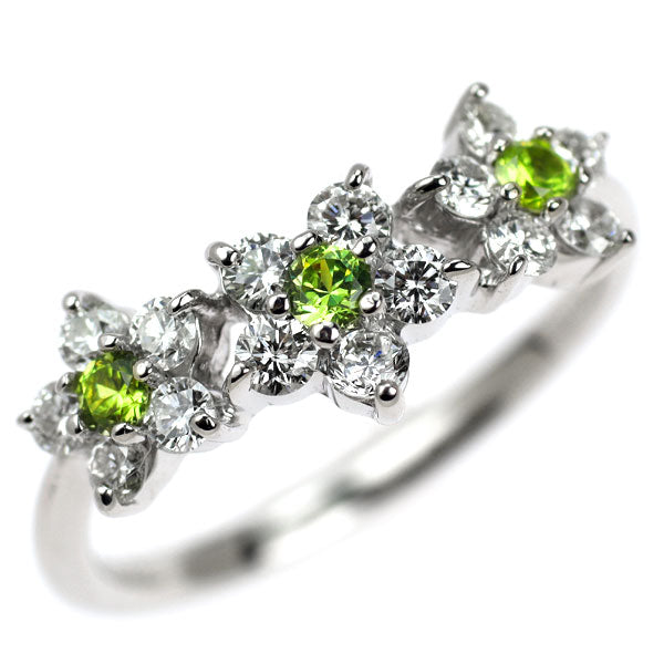 K18WG デマントイド ガーネット ダイヤ リング 0.13ct 0.56ct