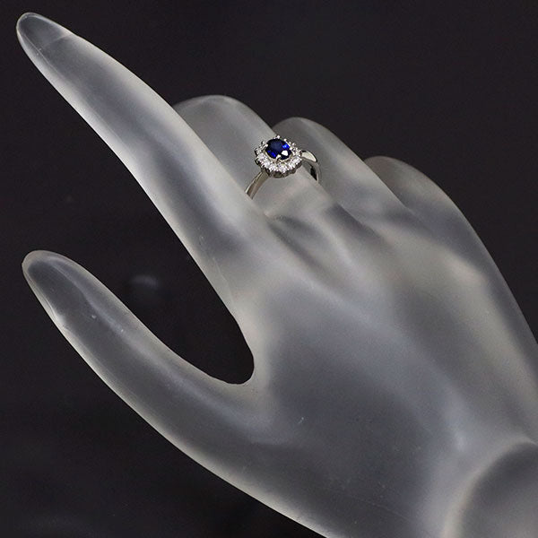 Pt900 サファイア ダイヤモンド リング 0.47ct 0.20ct