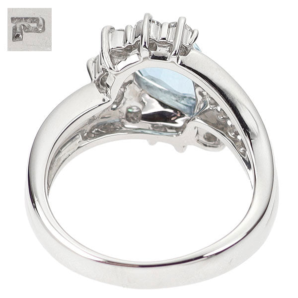 ポーラ Pt900 アクアマリン ダイヤモンド リング 0.90ct D0.49ct
