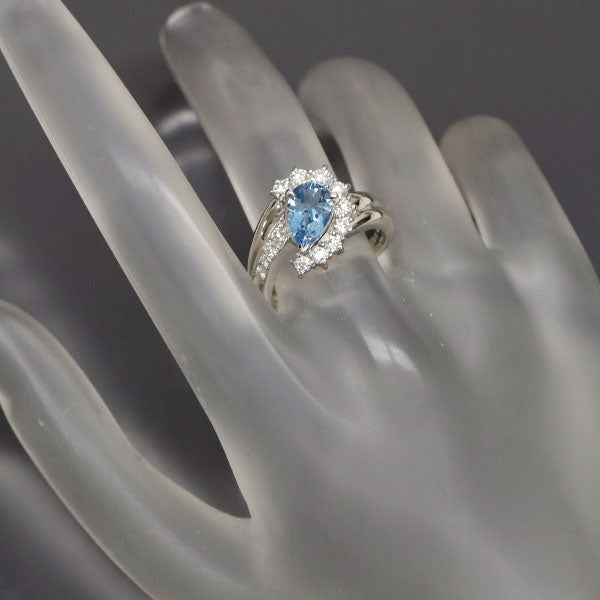 ポーラ Pt900 アクアマリン ダイヤモンド リング 0.90ct D0.49ct