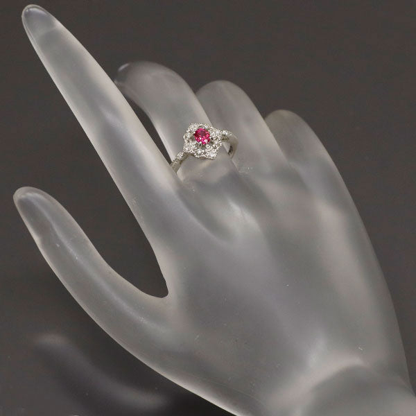 Pt900 通常加熱 ルビー ダイヤモンド リング 0.39ct D0.08ct