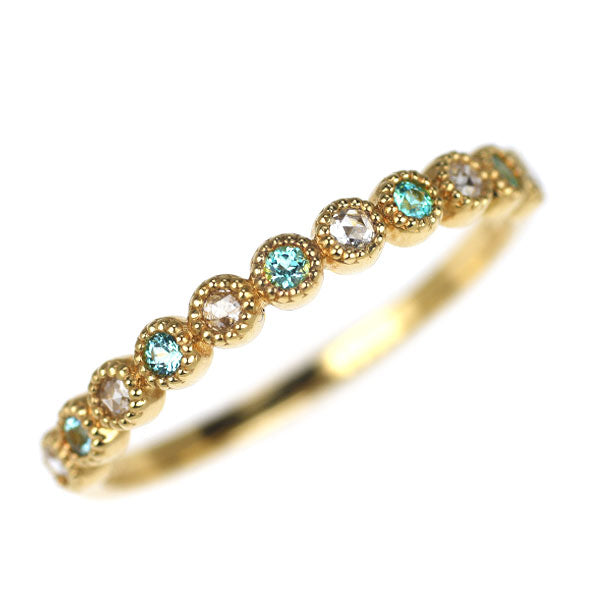 K18 Pt パライバ インクォーツリング　ローズカットダイヤ付き K18 Pt パライバ インクォーツリング ローズカットダイヤ付き