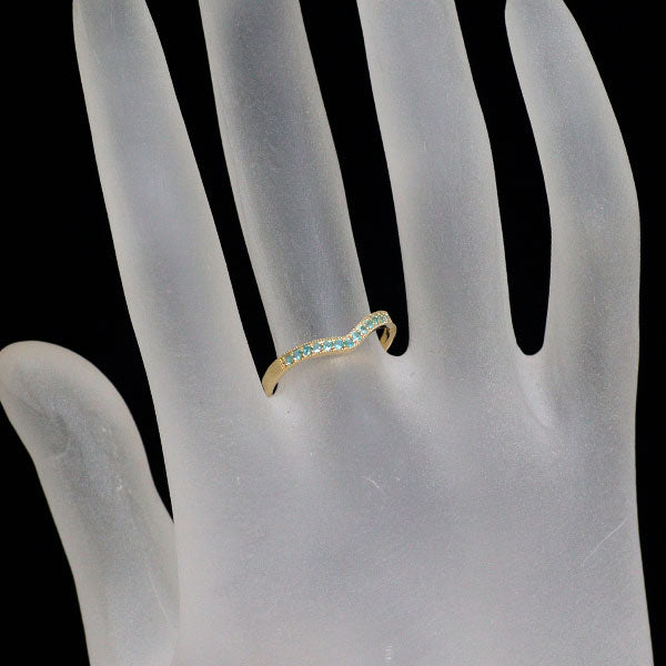 新品 K18YG ブラジル産 パライバトルマリン リング 0.07ct V字【エスコレ】