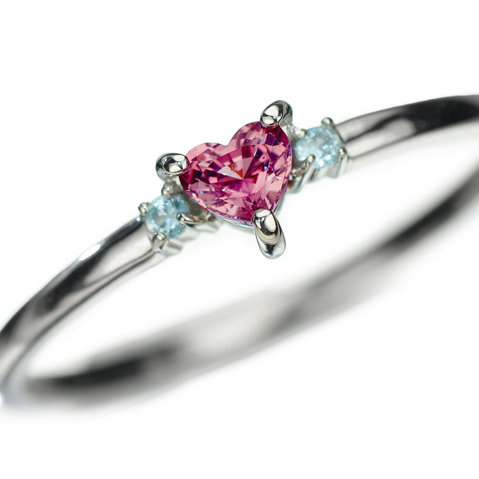 新品 Pt900 ハートシェイプ  パパラチアサファイア パライバトルマリン リング 0.165ct PT0.01ct 【エスコレ】