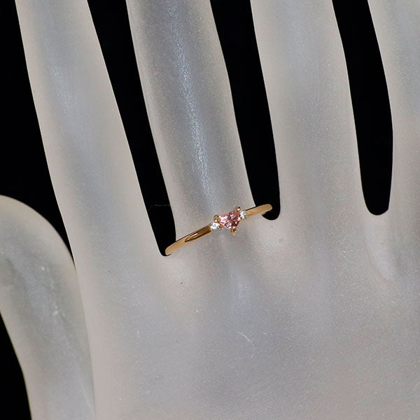新品 K18PG ハートシェイプ  パパラチアサファイア パライバトルマリン リング 0.138ct D0.01ct 【エスコレ】