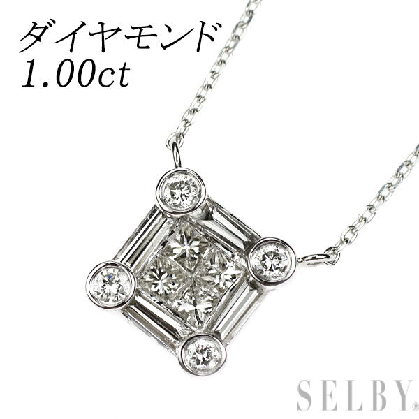Pt900/Pt850 ダイヤモンド ペンダントネックレス 1.00ct ミステリーセッティング