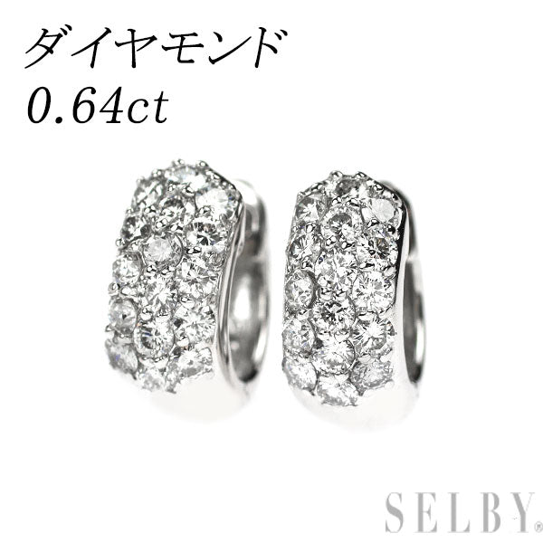 K18WG ダイヤ　フープ　ピアス　片耳 ユニセックス 片耳ピアス│K18 天然 ダイヤモンド ブラック