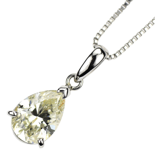 Pt900/Pt850 ペアシェイプカット ダイヤモンド ペンダントネックレス 1.051ct M SI2