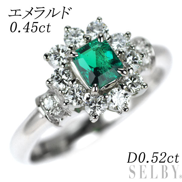 エメラルド 0.45ct ダイヤモンド プラチナ Pt900 ダイヤ リング Pt900 エメラルド ダイヤモンド リング 0.45ct 0.52ct — セルビー