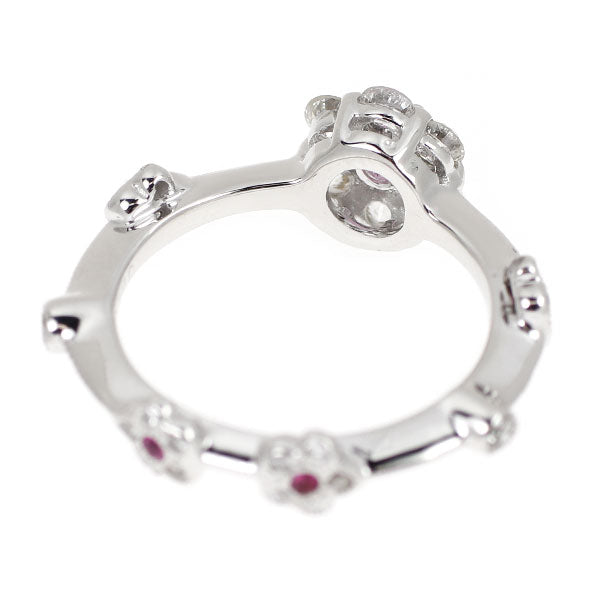 K18WG ピンクサファイア ダイヤモンド リング 0.25ct D0.38ct フラワー