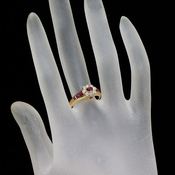 K18YG ルビー ダイヤモンド リング 0.54ct D0.28ct