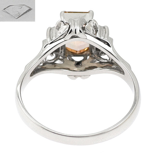 Pt900 インペリアルトパーズ ダイヤモンド リング 1.13ct 陽刻ビンテージ 昭和風レトロ