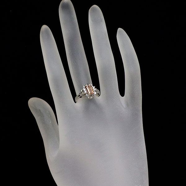 Pt900 インペリアルトパーズ ダイヤモンド リング 1.13ct 陽刻ビンテージ 昭和風レトロ