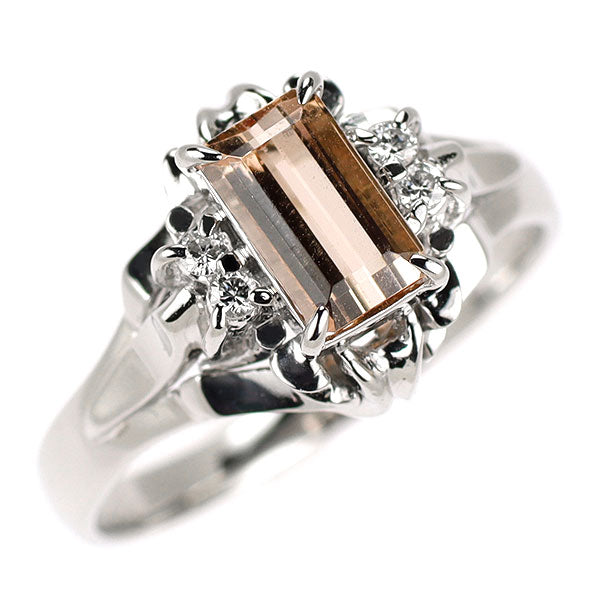 Pt900 インペリアルトパーズ ダイヤモンド リング 1.13ct 陽刻ビンテージ 昭和風レトロ