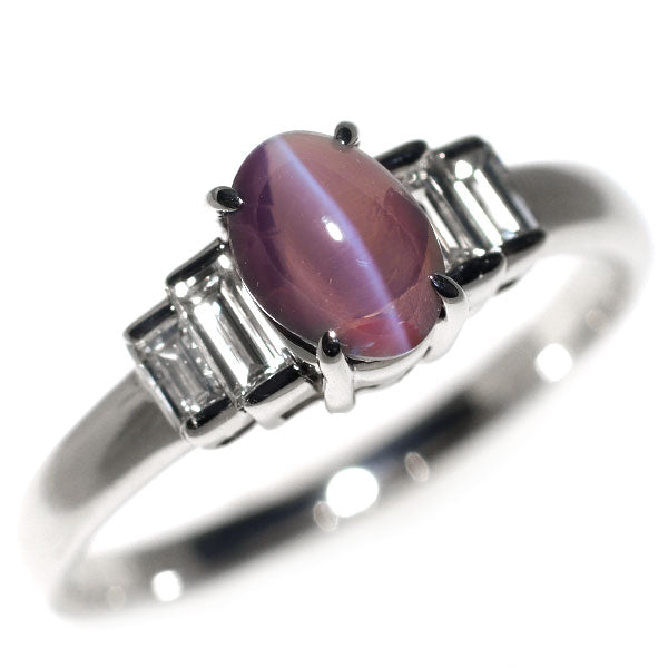 希少 Pt900 アレキサンドライトキャッツアイ ダイヤモンド リング 1.143ct D0.33ct