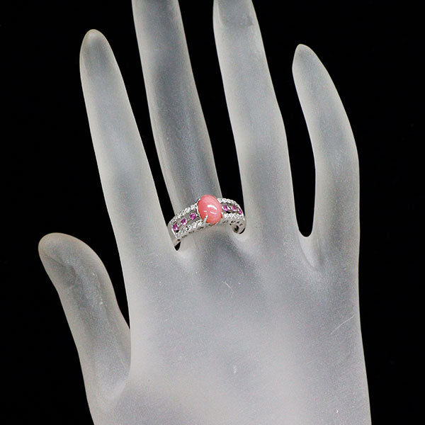 K18WG バスタマイト ピンクサファイア ダイヤモンド リング 1.51ct PS0