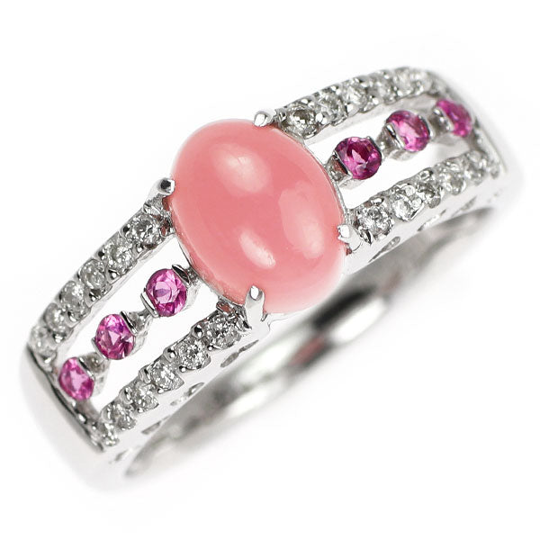 K18WG バスタマイト ピンクサファイア ダイヤモンド リング 1.51ct PS0