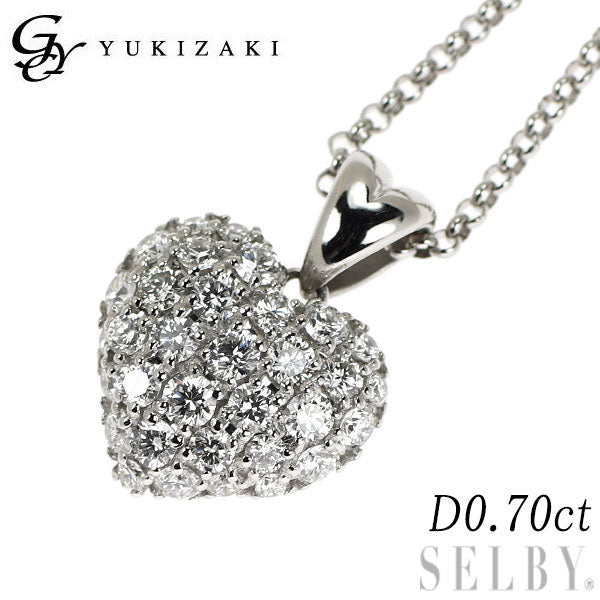 ゆきざき Pt900/ Pt850 ダイヤモンド ペンダントネックレス 0.70ct ハート