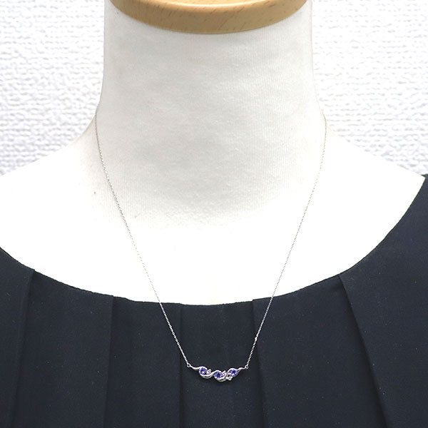 Pt900/ Pt850 タンザナイト ダイヤモンド ペンダントネックレス D0.05ct