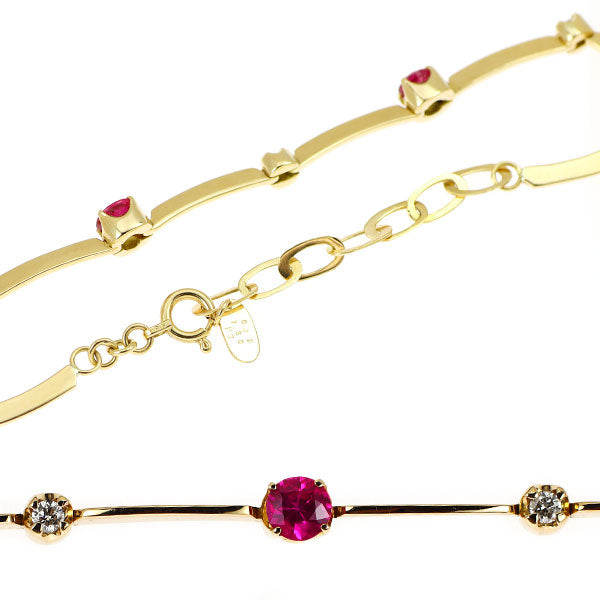 K18YG ルビー ダイヤモンド ブレスレット 1.30ct 0.12ct