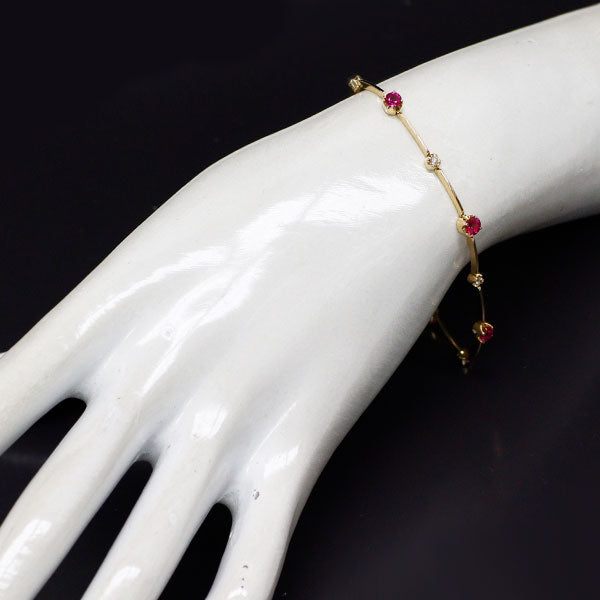 K18YG ルビー ダイヤモンド ブレスレット 1.30ct 0.12ct