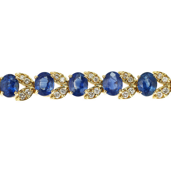 K18YG サファイア ダイヤモンド ブレスレット 9.45ct 1.00ct