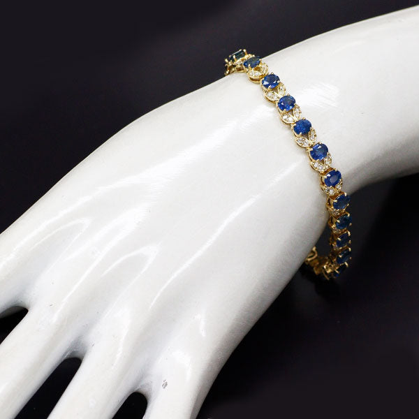 K18YG サファイア ダイヤモンド ブレスレット 9.45ct 1.00ct