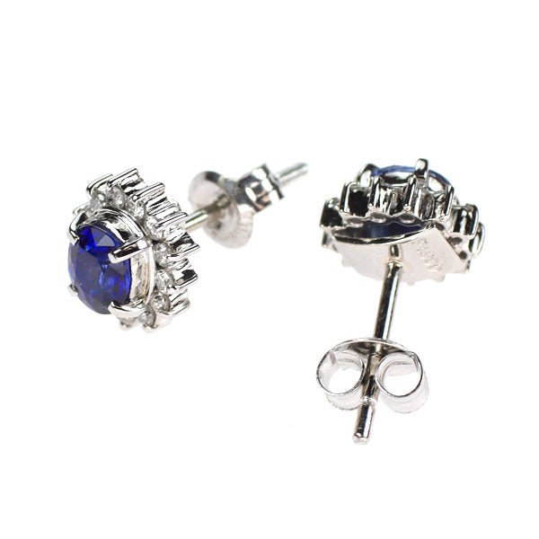 Pt900 サファイア ダイヤモンド ピアス 0.78ct D0.24ct