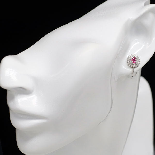 Pt900 ルビー ダイヤモンド イヤリング 0.72ct D0.38ct