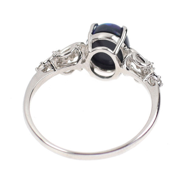 新品 Pt950 オーストラリア産ブラック オパール ダイヤモンド リング 0.930ct D0.08ct 【エスコレ】