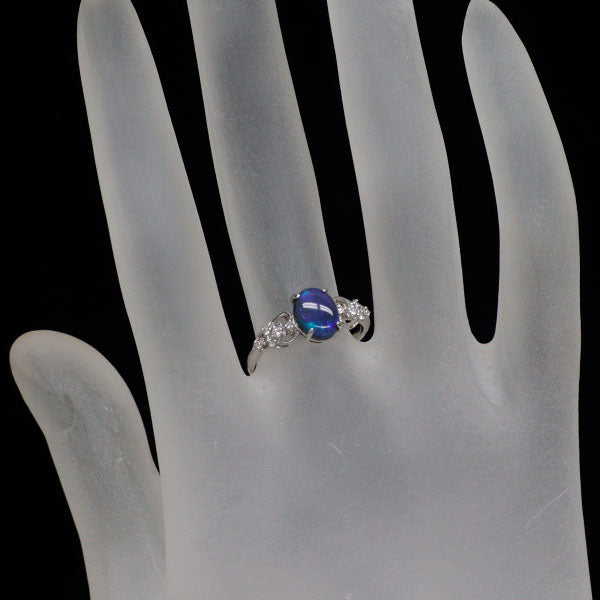 新品 Pt950 オーストラリア産ブラック オパール ダイヤモンド リング 0.930ct D0.08ct 【エスコレ】
