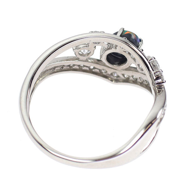 新品 Pt950 オーストラリア産ブラック オパール ダイヤモンド リング 0.380ct 0.48 【エスコレ】