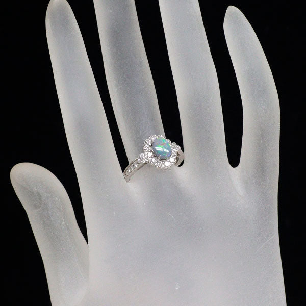 新品 Pt950 オーストラリア産ブラック オパール ダイヤモンド リング