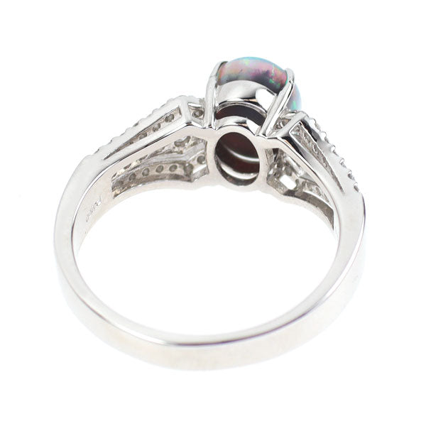 新品 Pt950 オーストラリア産ブラック オパール ダイヤモンド リング 1.11ct D0.28ct 【エスコレ】